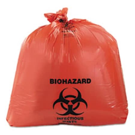 Unisan HER 40-45 gal 3 Mil Healthcare Biohazard Printed Can Liners, Red - 40 x 46 in., 75PK A8046ZR